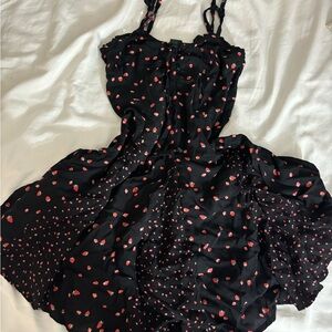 Wild Fable Black Strawberry Print Mini Dress